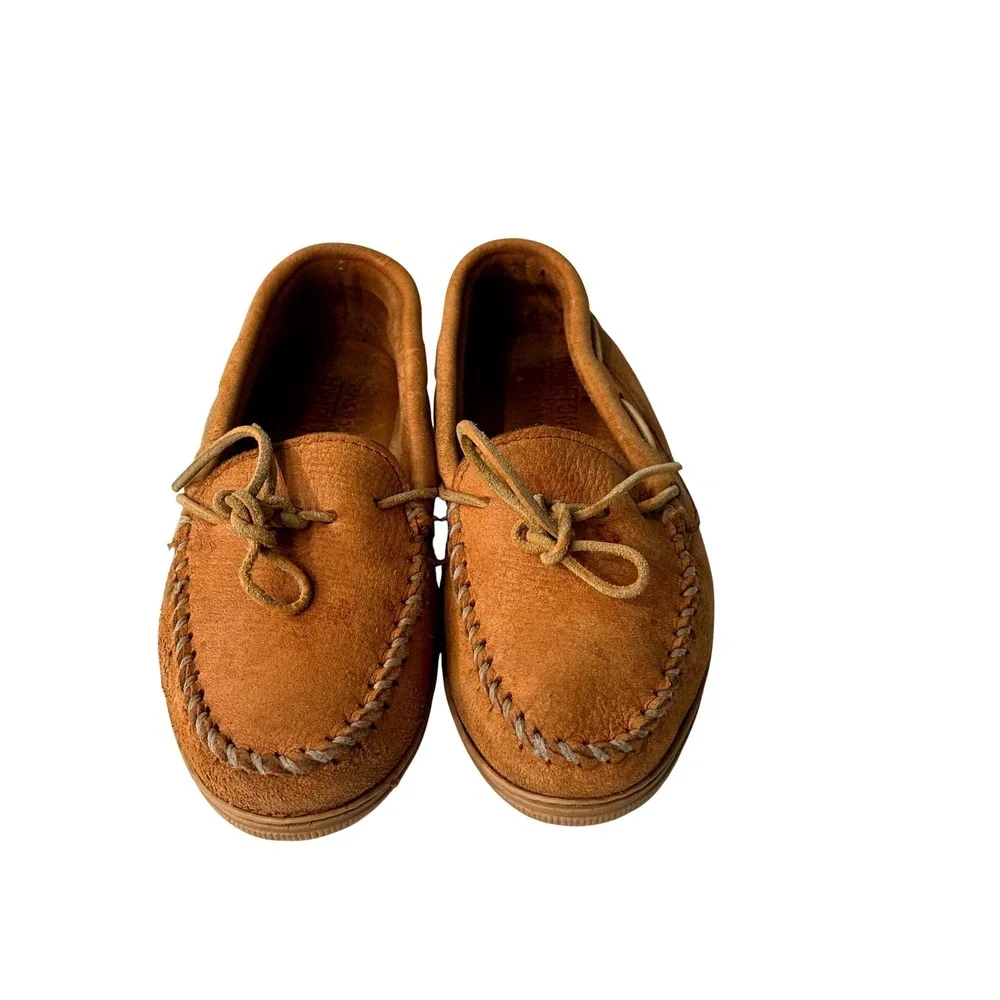Vintage Minnetonka Moccasins  Men's Real Leather Size 9.5 Light Brown 1980's